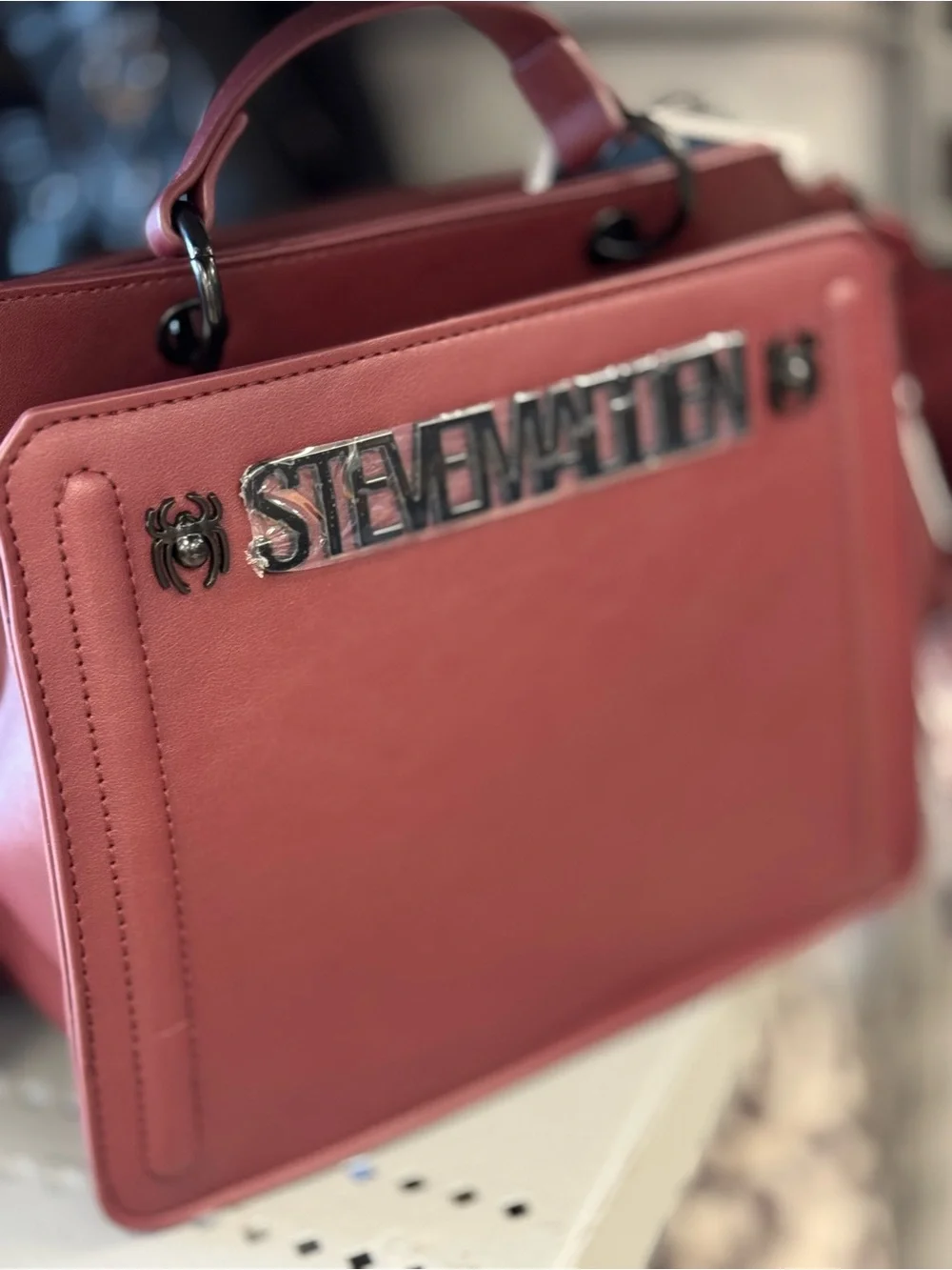 Steve Madden spider Rose-Red Top-Handle Satchel
